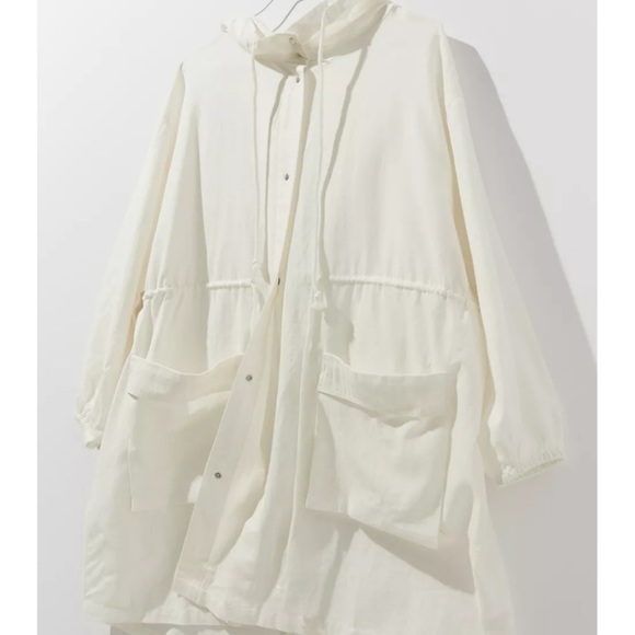 Urban Outfitters Emma Anorak Jacket White Oversized Linen Blend Medium-Large - Picture 1 of 11